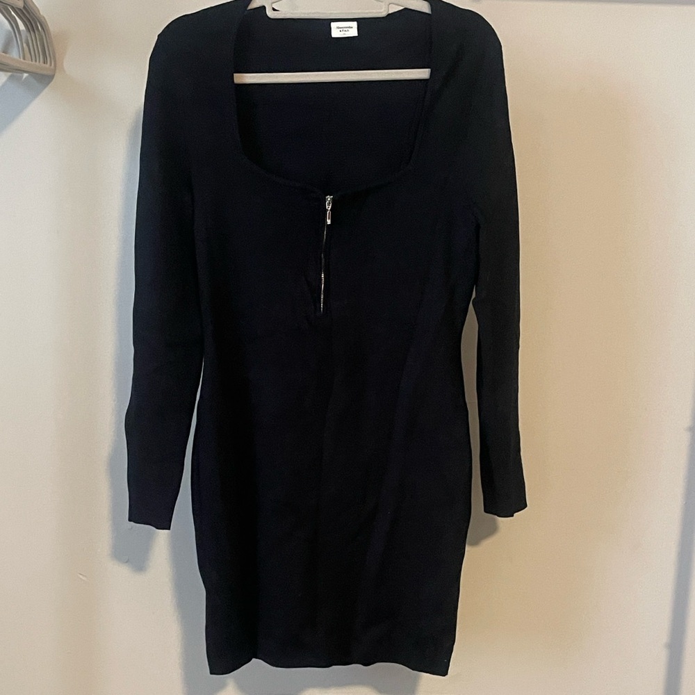 Abercrombie Long-Sleeve Half-Zip Mini Sweater Dress